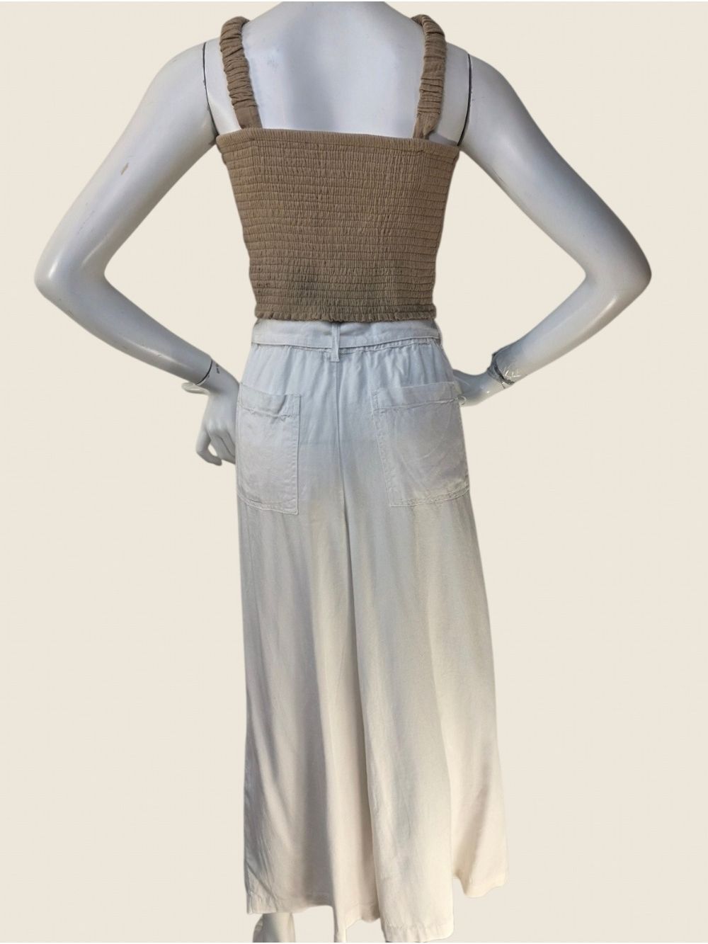 Dex White Wide Leg Belted Tencel Pants NWT Small - Picture 5 of 12
